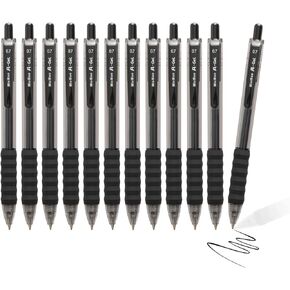 MiSiBao 0.7mm Black Ink Gel pen Refillable & Retractable Gel Ink Rolling Ball Pens Classic Durable gel pen (Black-12 pack)
