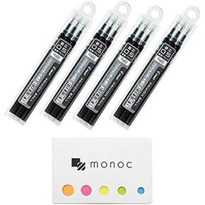 Pilot FriXion Ball Refill 0.5mm Black Ink, Erasable Gel Ink Ballpoint Pen Refill, 3pcs x 4 Pack (Total 12pcs Refills) & "monoc" Sticky Note(Japan Import)