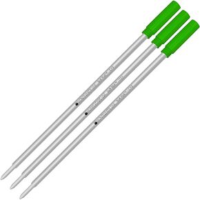 Lanier Combo Pack - 3 Pack - Monteverde® Soft Roll™ Ballpoint C13 Paste Ink Refill Compatible with Most Cross® Style Ballpoint Pens - Green (Medium Tip 0.7mm)