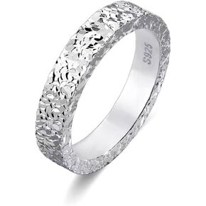 Carol&Allen Fragment Ice Ring 925 Sterling Silver Shiny Simple Band Ring