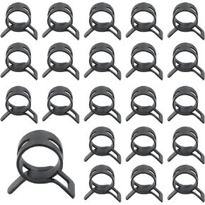 60Pcs 1/2 Inch Spring Band Type Action Hose Clamp, 12mm Black Spring Steel Spring Clip Pipe for Water Pipe (Black)