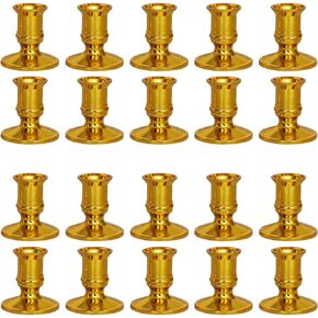 CALIDAKA 20pcs Taper Candle Holders Gold/Silver Pillar Candlestick Stand for Table Centerpiece Modern Candle Stand for Pillar Candle Taper Candle,Wedding,Party Festival Decor