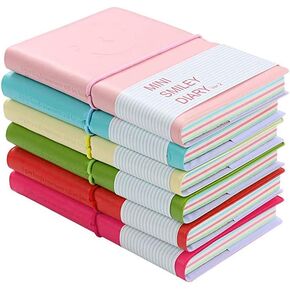 دفتر ملاحظات للجيب مكون من 6 قطع من LZYMSZ، دفاتر مذكرات صغيرة مبتسمة مع غطاء من الجلد المقلد، صفحات فارغة، كتاب مذكرات جيب محمول سهل التمزيق، 12.5×7.5 سم/5×3 بوصة in Kuwait