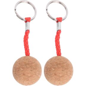 Alvinlite Floating Cork Keyring,2Pcs Wooden Ball Key Ring Float Sailing Boat Water Sport Accessories(#1)