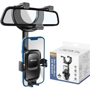 IKOPO Car Phone Holder Rearview Mirror Mount, Sturdiest Shockproof Mobile Cell Phone Mount for Car wiht Adjustable Arm Suitable All Phones and All Car Rearview Mirror in Kuwait