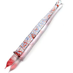 Number72 Glass Dipped Pen Ink Handmade Crystal Red-Blue Writing Pen for Art, Signatures, Calligraphy, Drawing, Gift For Beginners and Artist