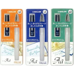 Sailor Fountain Pen HighAce neo Clear Calligraphy Nib Width 1.0mm, 1.5mm, 2.0mm, Included 3 Types Set Included Cartridge Ink Black With Kanji LOVE Sticker