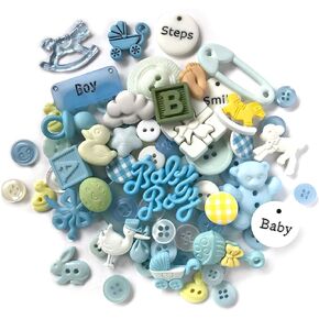 Buttons Galore and More Collection Round Novelty Buttons & Embellishments Based on Variety of Themes, Holidays and Seasons for DIY Crafts, Scrapbooking, Sewing, Cardmaking and other Projects – 50 Pcs