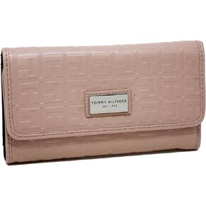 Tommy Hilfiger Women's Blush Pink Faux Leather Logo Debossed Checkbook Wallet Clutch Bag
