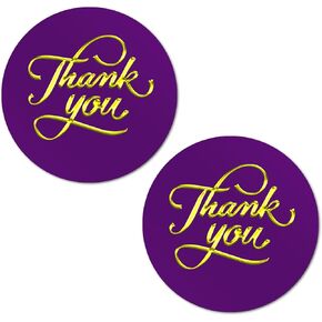 40 Thank You Stickers, 2 Inch Big Round Glossy Labels, Great for Weddings, Bridal Shower, Engagement Party, Birthday, Baby Shower, Party Favors Décor, Tags, Games and Supplies. Made in USA. Purple