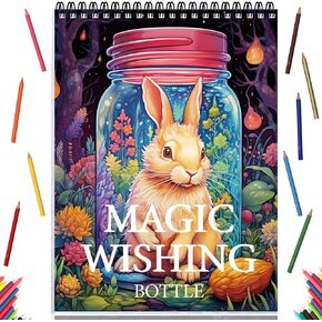 Adult Coloring Book Spiral Bound Adult coloring book for Women Page One Sided Design Gifts Arts and Crafts for Women to Relax, Anxiety and Depression 30 Colorful Coloring Pages of Magic Wishing