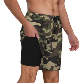 Men's Swim Trunks with Compression Liner 2 in 1 Inseam Quick Dry Beach Shorts 7 inch Swimming Board Shorts in Saudi Arabia