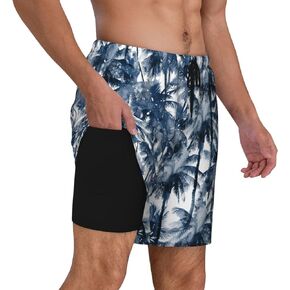 Duck Men's Swim Trunks with Compression Liner 2 in 1 Inseam Quick Dry Beach Shorts 7 inch Swimming Board Shorts