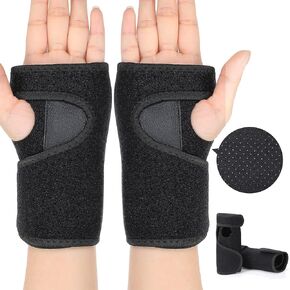 2 Pieces Carpal Tunnel Wrist Braces for Night Wrist Sleep Support Brace Wrist Splint Stabilizer and Hand Brace Cushioned to Help With Carpal Tunnel and Wrist Pain Relief (Black,Classic Style)