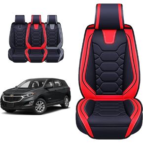 OASIS AUTO Chevy Equinox Accessories Seat Covers 2010-2025 Custom Fit Leather Cover Protector Cushion (Front Pair, Black)