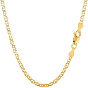 The Diamond Deal Unisex 14K SOLID Yellow Gold 3.2mm Shiny Mens Mariner-Link Chain Necklace or Bracelet Bangle for Pendants and Charms with Lobster-Claw Clasp (7" 10", 16", 18" 20" 22" or 24 inch)