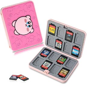 حامل ألعاب Switch لجهاز Nintendo Switch/Lite/OLED، حافظة ألعاب Kawaii Kirby Switch ثلاثية الأبعاد لتخزين 16 بطاقة ألعاب و16 بطاقة Micro SD ملحقات Switch Lite حافظة صندوق خرطوشة صلبة محمولة - وردي in Kuwait