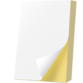 Label Sticker Paper, 100 Sheets A4 Full-Page Sticker Printable Self Adhesive Paper for Inkjet & Laser Printer