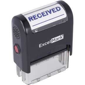 ExcelMark A-1539 Self-Inking Rubber Stamp - Received with Signature Line - Blue