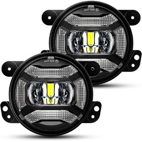 LX-LIGHT Super Bright 60W 4 Inch LED Fog Lights with DRL EMC Compatible with Jeep Wrangler TJ LJ JK JT Gladiator Dodge Journey Front Bumper Lights(Pair)