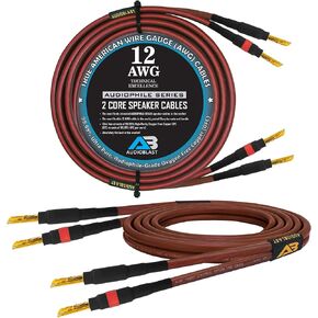 Audioblast HQ-SPK-AP2HD-12AWG - 15 قدم - 2 كور (99.99% OFC) زوج كابل مكبر صوت فائق المرونة مع مقابس موزة مطلية بالذهب - 12 مقياس in Kuwait