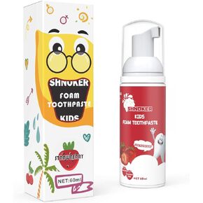 Kids Foam Toothpaste with Strawberry Flavor, Fluoride Free Natural Formula, Foam Toothpaste for Electric Toothbrush(60ml)(1 Pack)