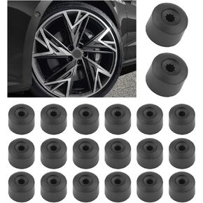 20PCS Car Lug Nut Covers with Lug Nut Cover Removal Tool,17mm Flexible Black Lug Nut Covers for Car Decorations,Inner Hexagon Lug Nut Caps for Car Truck SUV Bolt Heads Protection