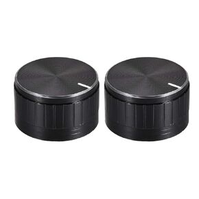 uxcell 2pcs Potentiometer Knob Knurled Shaft Black Aluminum Groove Surface Rotary Knob 30mmx17mm Volume Control Knob