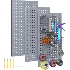 YITAHOME Metal Pegboard Panels for Walls Garage, 3Pcs Pegboard Storage System for Wall Utility Tools, Workbench, Shop, Shed Modular Peg Board Organizer Board Kit, Black