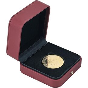 FINGERINSPIRE 40mm Coin Presentation Display Box Holder Pale Violet Red Square Imitation Leather Coin Storage Boxes with Black Velvet Inside Commemorative Coin Challenge Coins Medals Badges Gift Case