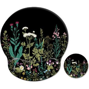 Ergonomic Mouse Pad with Wrist Support [30% Larger] with Coaster, Cute Soft Wrist Rest Pad with Non-Slip Rubber Base, Easy Typing & Pain Relief, Garden Flowers