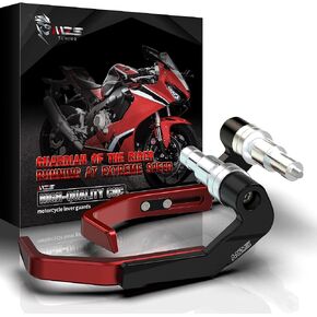 MZS Motorcycle Lever Guards, Aluminum Clutch Brake Handlebar Protector Universal 7/8 Hollow Extendable Handguards Brush Red Compatible with Sport Street Enduro Mountain Bike Ebikes ATV