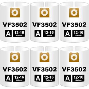 VF3502 Vacuum Bags for Ridgid 12-16 Gallon WD12701 WD1450 WD1640 WD1680 WD1851, HD1200 HD1400 HD1600 HD1640 HD1800, Type A, Wet/Dry Vacuums, Part # 23743 VF3502, 6 pack