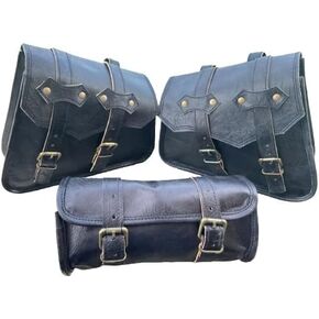 SHAKUN LEATHER جلد الماعز الأصلي دراجة نارية خمر 2 حزام مشبك إغلاق أداة البني حقيبة الإفراج السريع المشبك عززت للمقود، والشوك، بار سيسي - 10 "عيد الميلاد فكرة هدية السنة الجديدة (البني)