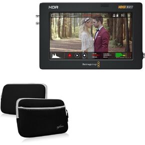 BoxWave Case Compatible with Blackmagic Video Assist 12G HDR (5 in) - SoftSuit with Pocket, Soft Pouch Neoprene Cover Sleeve Zipper Pocket for Blackmagic Video Assist 12G HDR (5 in) - Jet Black