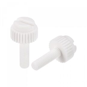 uxcell Plastic Machine Screws, M4x20mm PP Slotted Knurled Fasteners Bolts for Electronics, Communications, White, 100Pcs