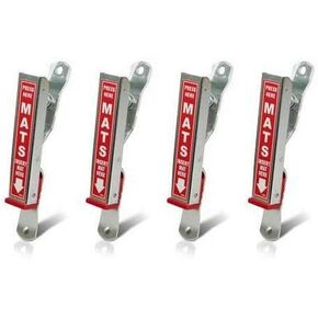 HI-TECH Car Wash Mat Clamps, Floor Mat Holders are Available in 6 Colors (4 Pack) (Red)