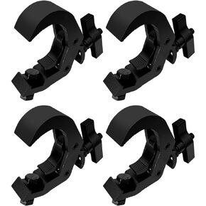 4Pack Heavy Duty Truss Clamp Hook,440lb Load Capacity Aluminum Alloy DJ Light Black Clamps, 1.6-2.0Inch Truss for Stage DJ Lighting Projector Par Lights Spot Lights
