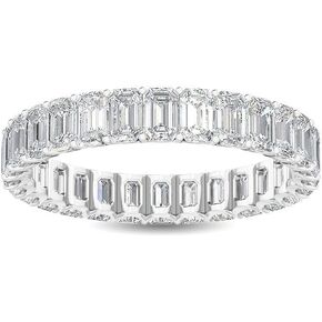 1-8 Carat (ctw) White Gold Emerald Cut LAB GROWN Diamond Eternity Band (Color E-F Clarity VS2-SI1)