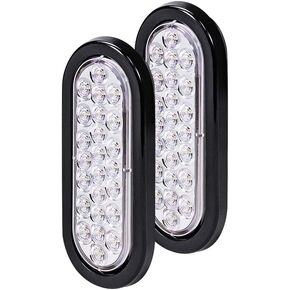 6 Inch DOT Approved Red Strobe Light for Trailer Tail Light - Oval Truck LED Warning Lights – IP67 Waterproof Semi Truck Flashing Light – 24 Bright LEDs, Colored Lens, Grommet & Plug Included - 2 Pack
