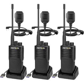 Retevis P2 2 Way Radios Long Range, IP68 Waterproof Walkie Talkies, Two Way Radio with Speaker Mic, Noise Cancelling, High Power, 2500mAh, for Construction Security(3 Pack)