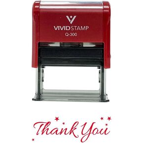 Thank You w/Stars Self Inking Rubber Stamp (Red Ink) - Large