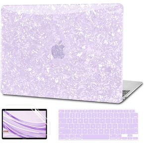 G JGOO Compatible with MacBook Air 13 inch Case 2022, 2018-2021 Release A2337 M1 A2179 A1932 Touch ID Retina Display, Plastic Hard Shell Cases & 2 Keyboard Covers & Screen Protector, Muti Purple Shell