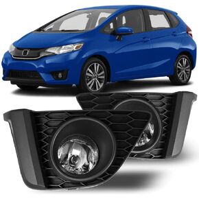 CPW Fog Lights Compatible with [2015 2016 2017 Honda Fit] Clear Lens Bumper Driving Fog Lights Pair + Wiring + Switch Kit
