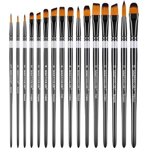 Paint Brushes Set for Acrylic Painting, 16 pcs Nylon Hair Paint Brushes for Oil Watercolor Face Body Rock Painting Artist, Art Painting Brush Kits for Beginners and Professionals