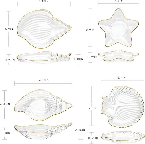 صينية مجوهرات أكوا شيل - طبق حلية مزخرف على طراز المحيط للخواتم والأقراط والقلائد والأساور والساعات والمفاتيح - طبق حلية أنيق للمجوهرات in Kuwait