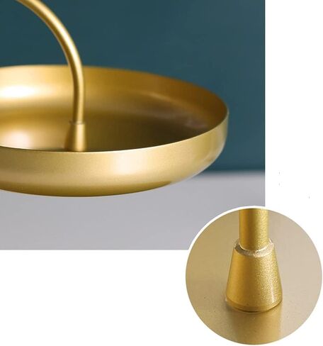 2-Tier Round Gold Jewelry Tray Organizer with Curved Lip, 8 Inch Double Decorative Vanity Tray Platter Necklace Holder, Multi Layer Makeup Storage Display Standing Shelf Tray, Matte Brass, Exxacttorch in Saudi Arabia