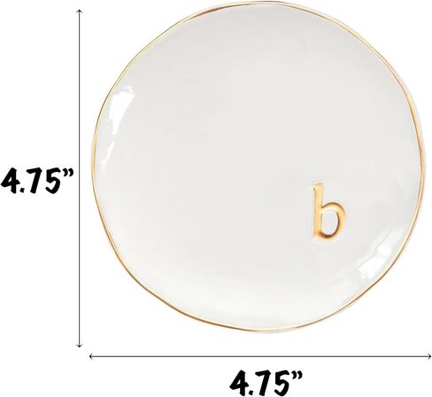 COLLECTIVE HOME - Ceramic Jewelry Tray, Decorative Trinket Dish for Rings Earrings Necklaces Bracelet Watch Keys, Birthday Mother's Day Christmas Gift for Women, 4.75", Glossy (s) in Kuwait