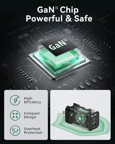 100W USB C Charger Block, MOKiN GaN+ Wall Charger with Foldable Plug, USB C Fast Charging for iPhone 15/14/Pro, Galaxy S22/S20, MacBook Air, Dell XPS/Latitude, HP EliteBook/Envy, iPad Pro & More. in Kuwait