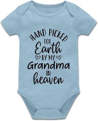 Hand Picked For Earth By My Grandma In Heaven Universal Boys And Girls Short Sleeve Bodysuits in Saudi Arabia